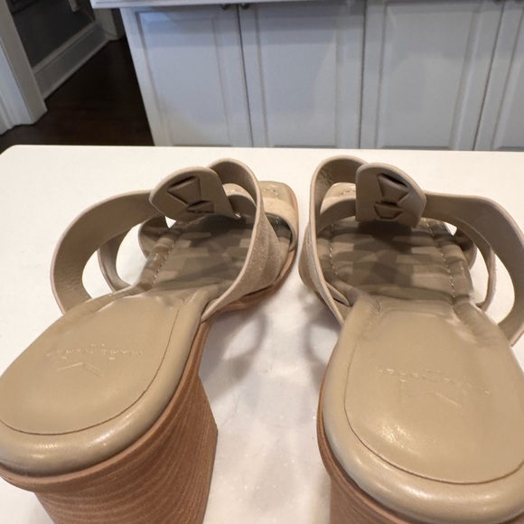 Marc Fisher LTD Louisa Leather Block Heel Slip On Sandals Gray Size 10 NEW - Picture 6 of 10